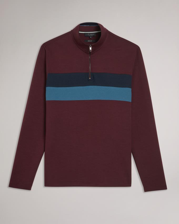 Pull Ted Baker Long Sleeve Half Zip Bordeaux Homme | AKY-13483145